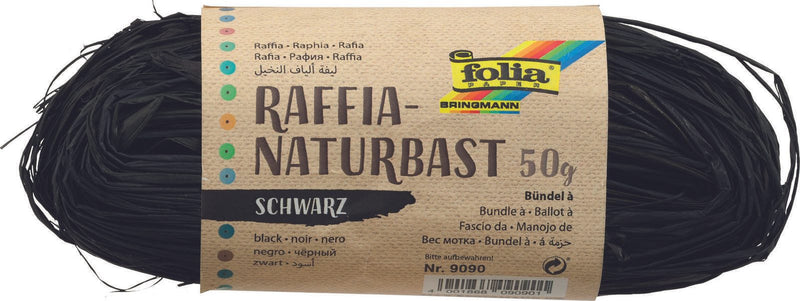 folia Geschenkbänder Raffia-Naturbast schwarz