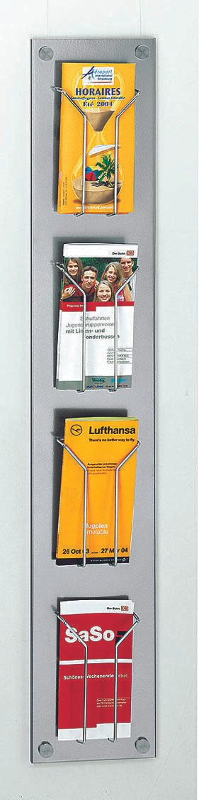 Kerkmann Wandprospekthalter 1/3 DIN A4 4-Fach alusilber