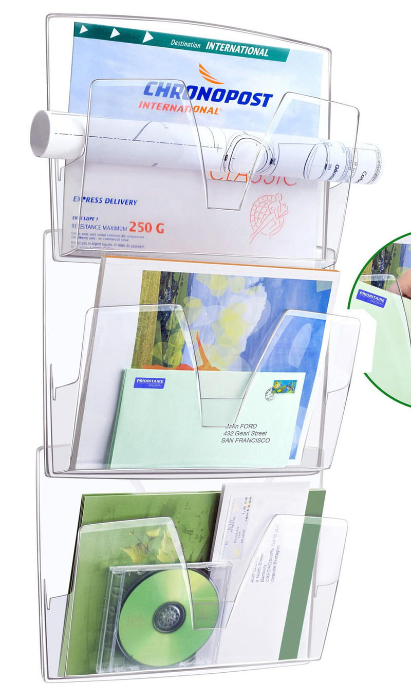 cep Wandprospekthalter DIN A4 3-Fach transparent