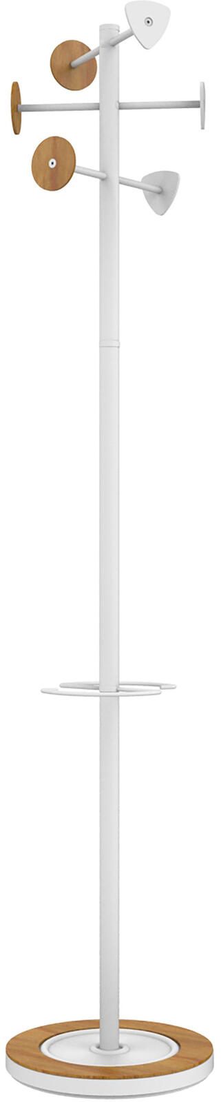 unilux Kleiderständer BORA BAMBOO weiß, bambus 38,0 x 178,0 cm 6 Haken