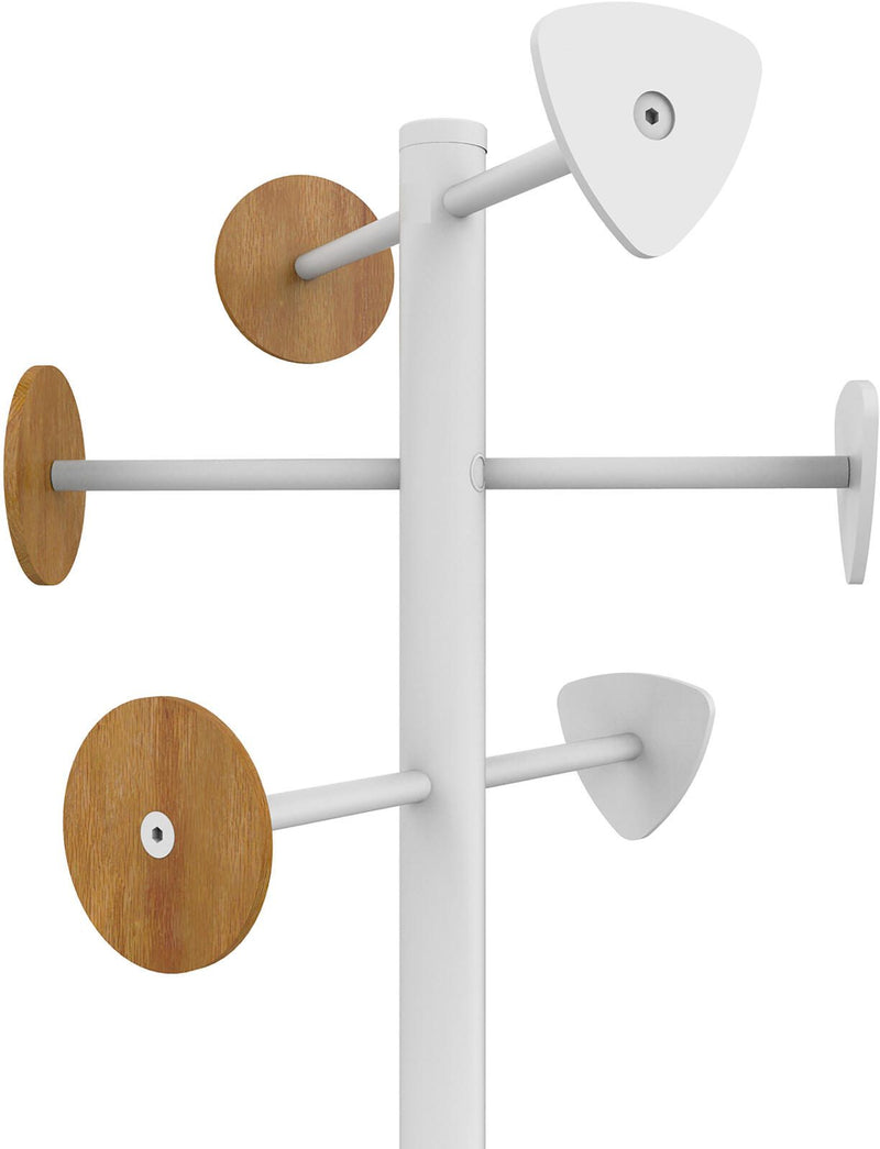 unilux Kleiderständer BORA BAMBOO weiß, bambus 38,0 x 178,0 cm 6 Haken