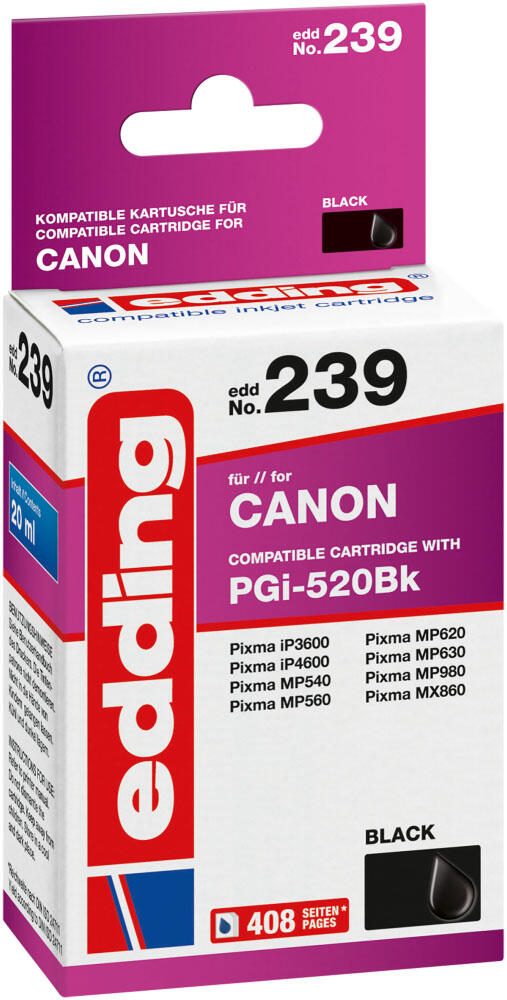 edding Druckerpatrone EDD-239 schwarz kompatibel zu Canon PGI-520 BK