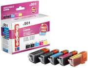 edding Druckerpatronen EDD-501 2x schwarz, cyan, magenta, gelb kompatibel zu Canon PGI-525 BK, CLI-526 BK/C/M/Y, 5er-Set