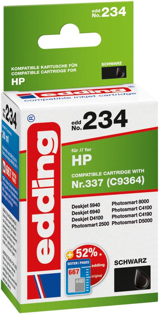 edding Druckerpatrone EDD-234 schwarz kompatibel zu HP 337 (CH9364EE)