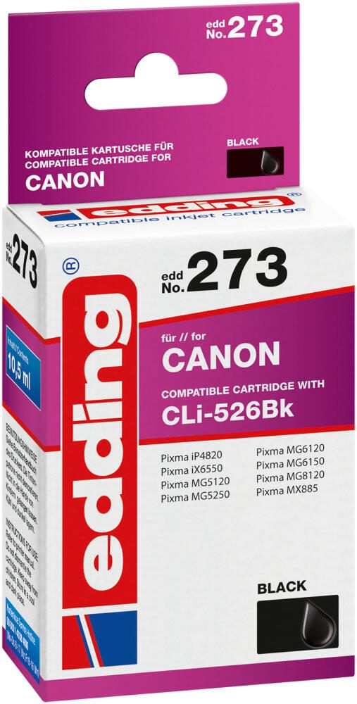 edding Druckerpatrone EDD-273 schwarz kompatibel zu Canon CLI-526 BK