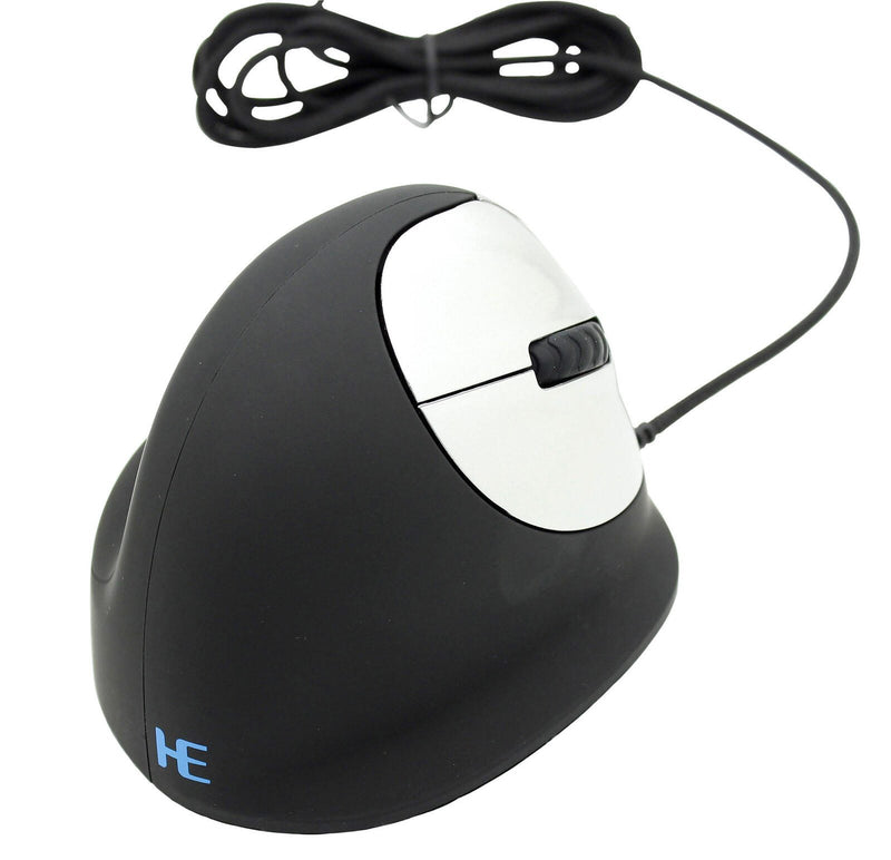 r-go HE Ergo Vertical Mouse Größe M rechts Maus ergonomisch kabelgebunden schwarz, silber