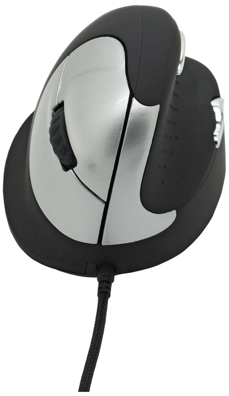 r-go HE Ergo Vertical Mouse Größe M rechts Maus ergonomisch kabelgebunden schwarz, silber