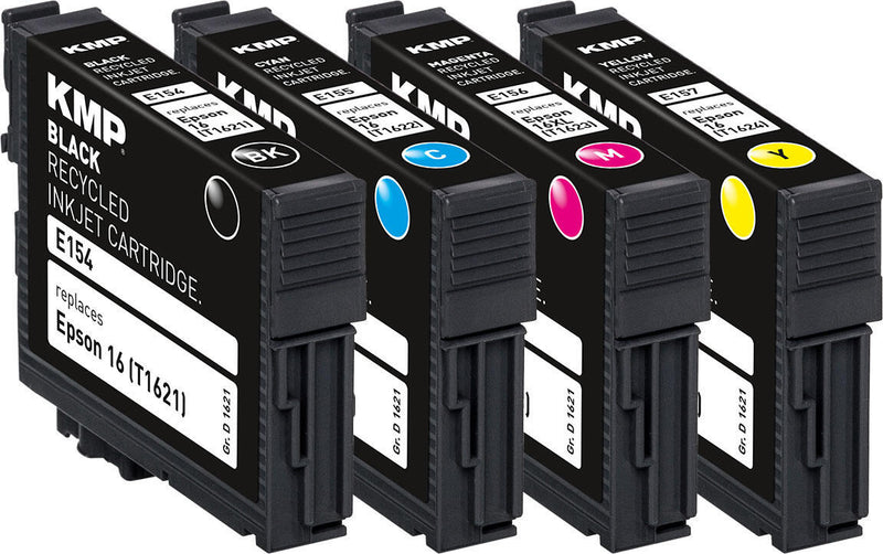 KMP Druckerpatrone E154V schwarz, cyan, magenta, gelb kompatibel zu EPSON 16 / T1626, 4er-Set