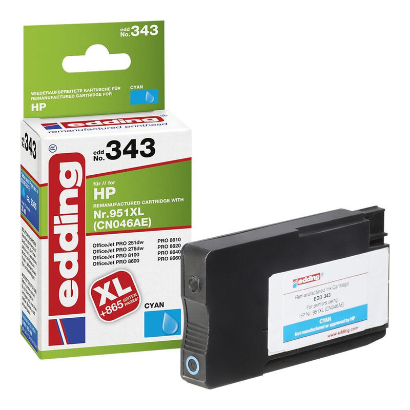 edding Druckerpatrone EDD-343 cyan kompatibel zu HP 951XL (CN046AE)