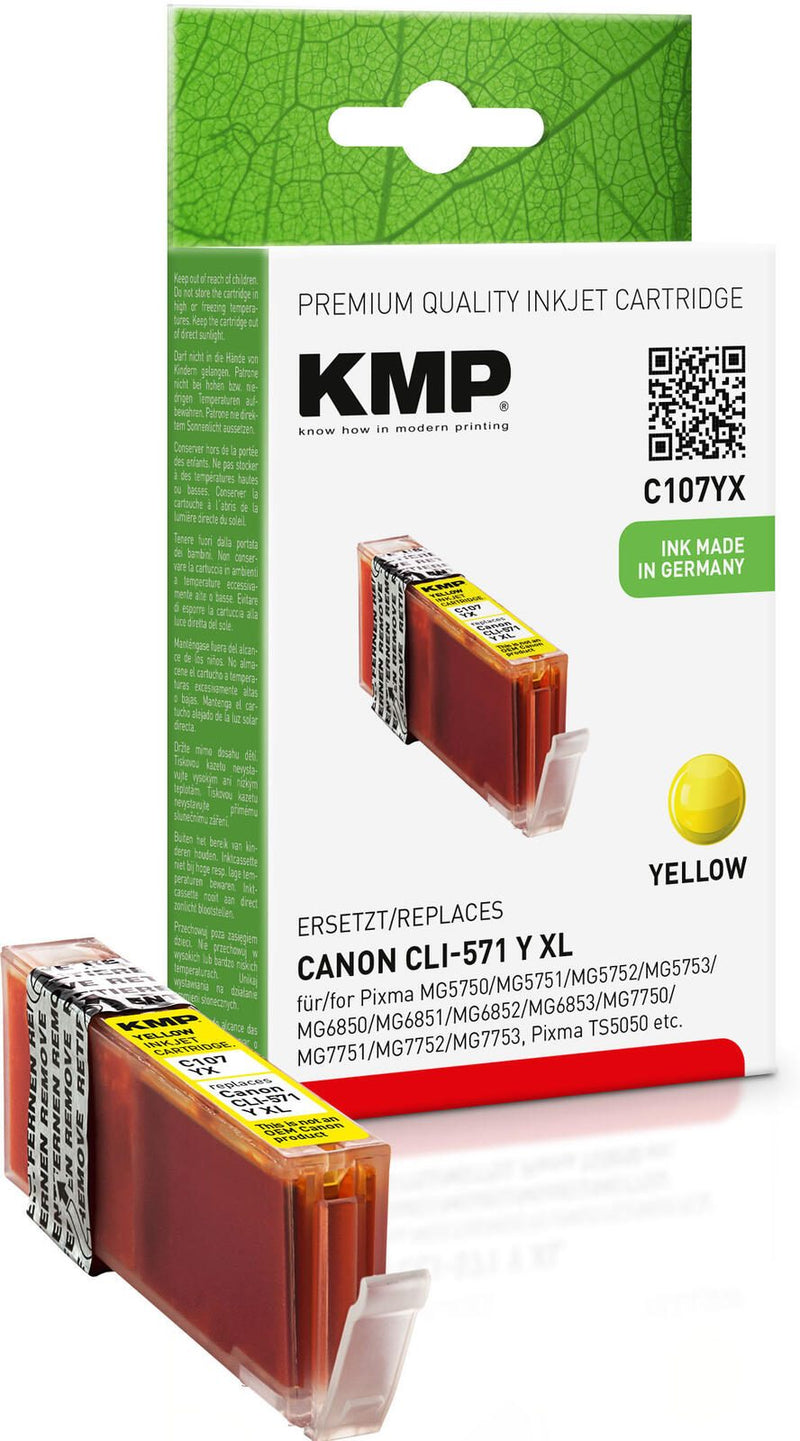 KMP Druckerpatrone C107YX gelb kompatibel zu Canon CLI-571 XL Y