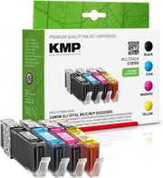 KMP Druckerpatronen C107XV schwarz, cyan, magenta, gelb kompatibel zu Canon CLI-571 XL BK/C/M/Y, 4er-Set