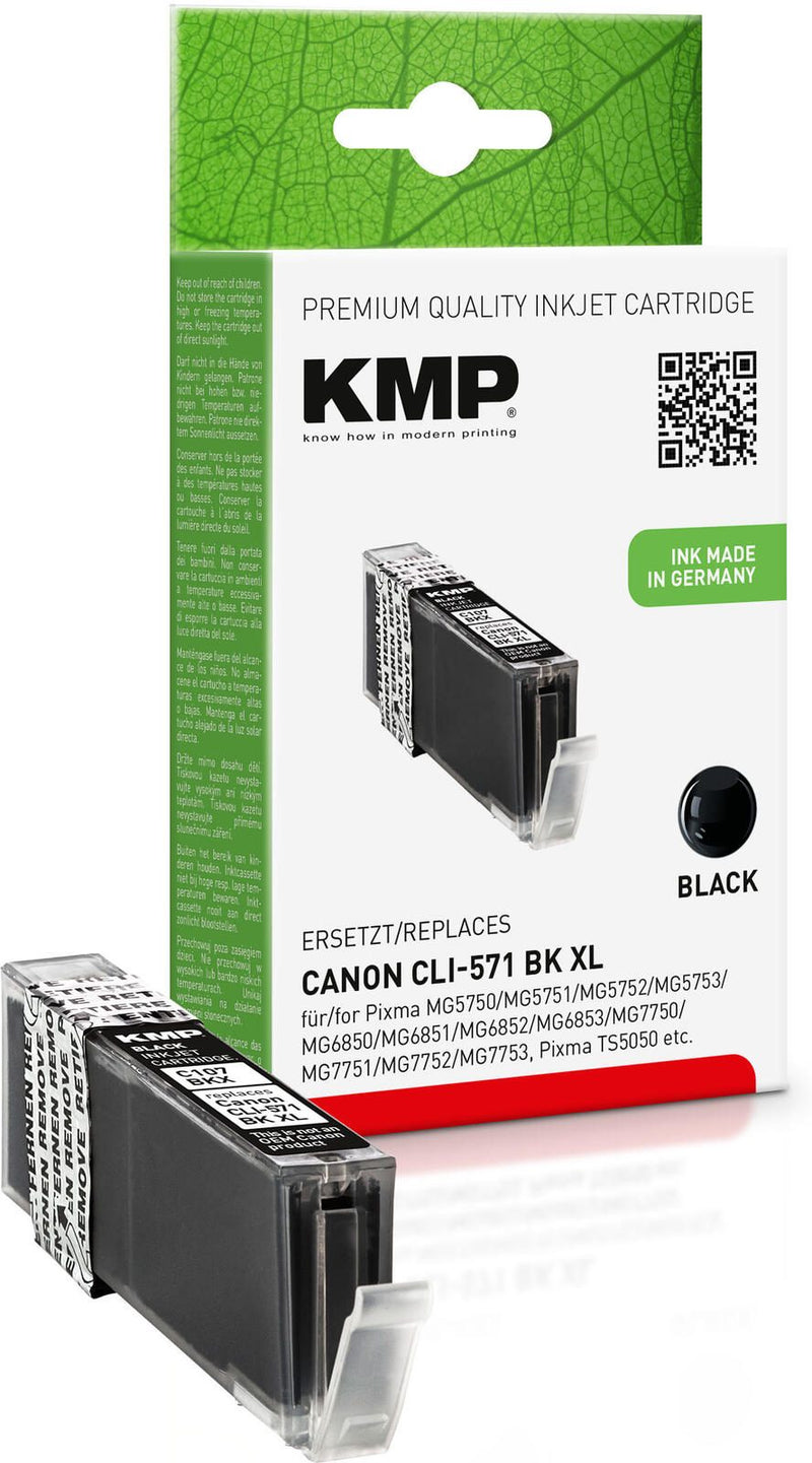 KMP Druckerpatrone C107BKX schwarz kompatibel zu Canon CLI-571 XL BK