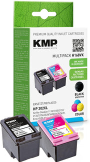 KMP Druckerpatronen H168V schwarz, color kompatibel zu HP 302XL (F6U68AE/F6U67AE), 2er-Set