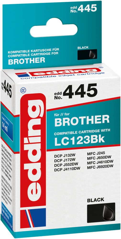 edding Druckerpatrone EDD-445 schwarz kompatibel zu brother LC-123BK