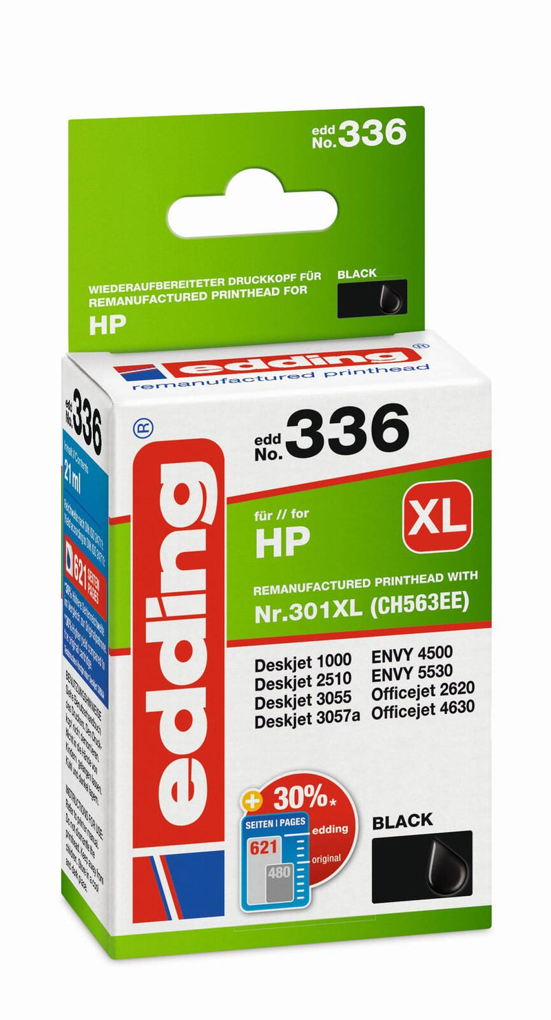 edding Druckerpatrone EDD-336 schwarz kompatibel zu HP 301XL (CH563EE)