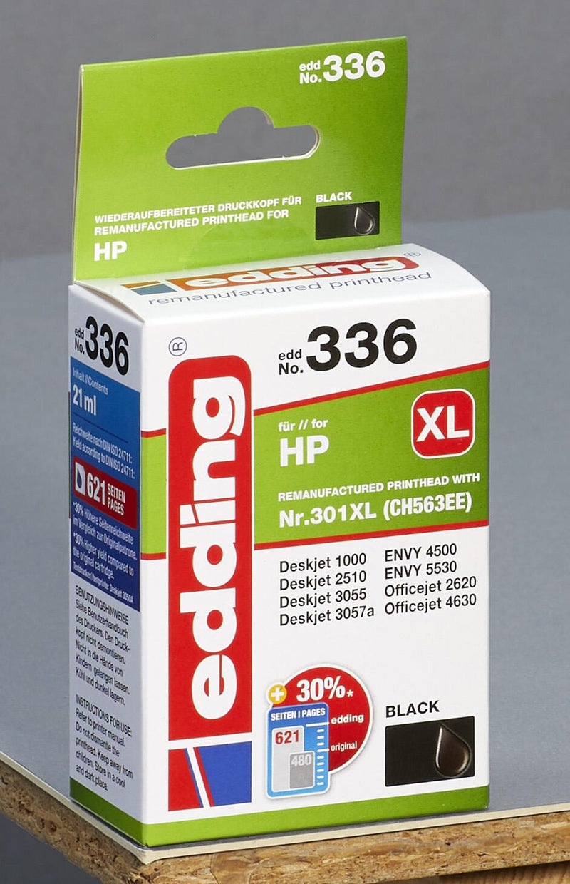 edding Druckerpatrone EDD-336 schwarz kompatibel zu HP 301XL (CH563EE)