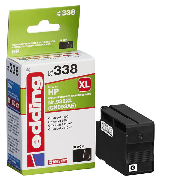 edding Druckerpatrone EDD-338 schwarz kompatibel zu HP 932XL (CN053AE)