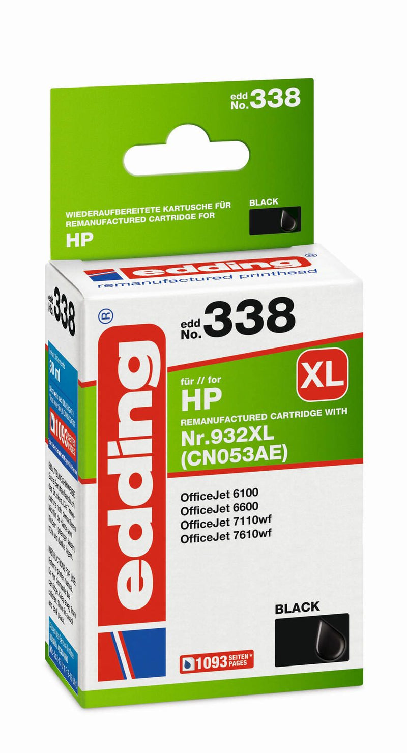 edding Druckerpatrone EDD-338 schwarz kompatibel zu HP 932XL (CN053AE)