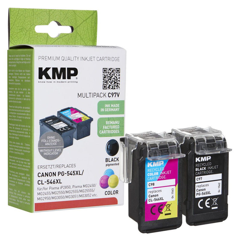 KMP Druckerpatrone C97V schwarz, color Druckköpfe kompatibel zu Canon PG-545XL + CL-546XL, 2er-Set