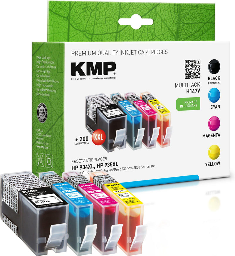 KMP Druckerpatronen H147V schwarz, cyan, magenta, gelb kompatibel zu HP 934XL/935XL (X4E14AE), 4er-Set