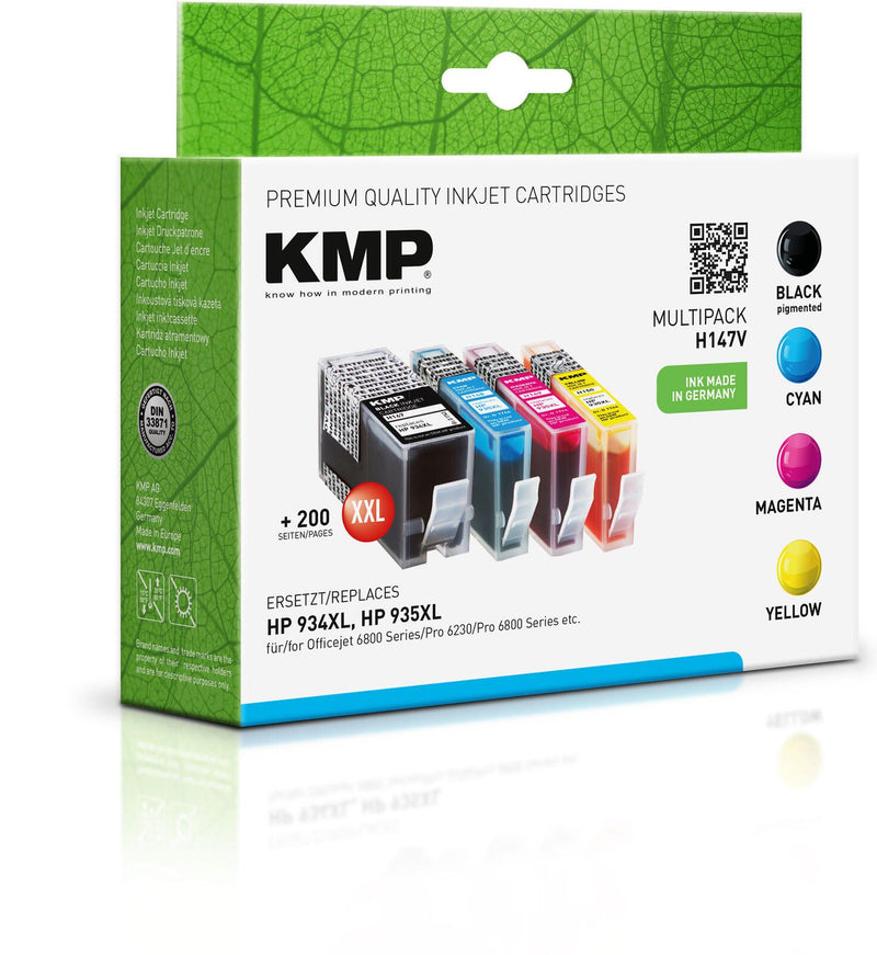 KMP Druckerpatronen H147V schwarz, cyan, magenta, gelb kompatibel zu HP 934XL/935XL (X4E14AE), 4er-Set