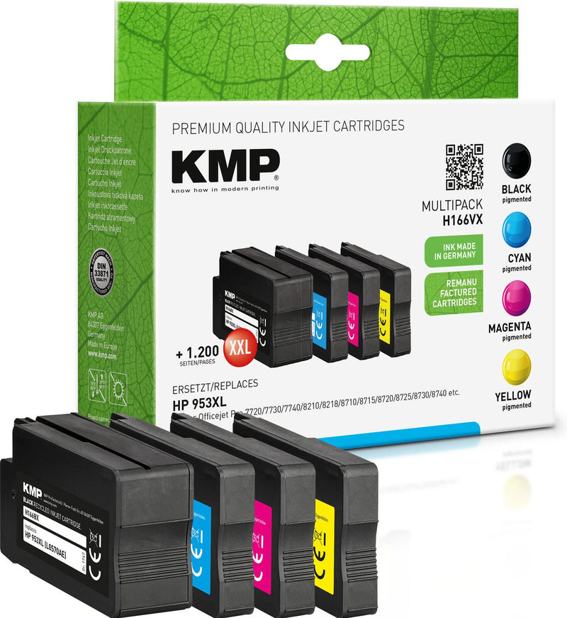 KMP Druckerpatronen H166VX schwarz, cyan, magenta, gelb kompatibel zu HP 953XL (3HZ52AE), 4er-Set