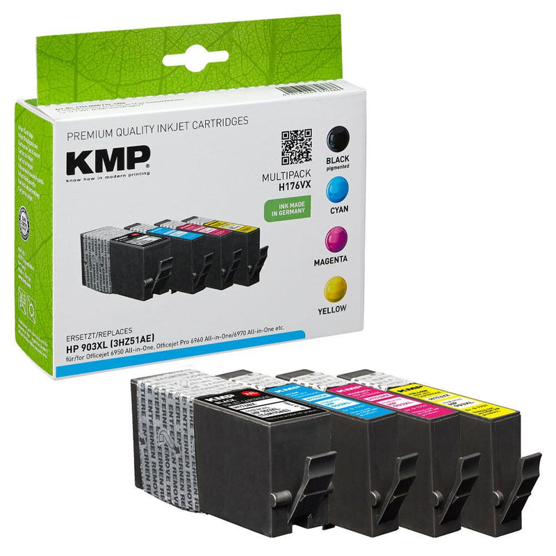 KMP Druckerpatronen H176VX schwarz, cyan, magenta, gelb kompatibel zu HP 903XL (3HZ51AE), 4er-Set