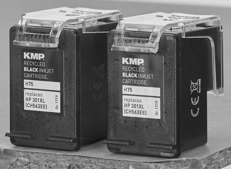 KMP Druckerpatronen H75D schwarz kompatibel zu HP 301XL (CH563EE), 2er-Set