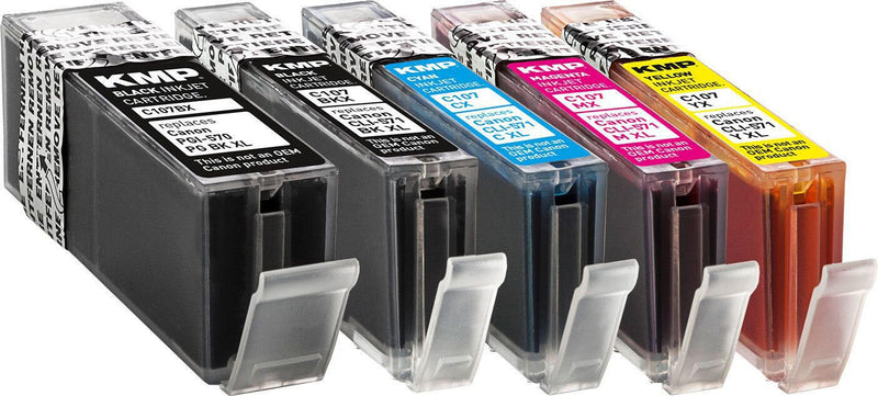 KMP Druckerpatronen C107BKXV 2x schwarz, 1x cyan, 1x magenta, 1x gelb kompatibel zu Canon PGI-570XL PGBK, CLI-571XL BK/C