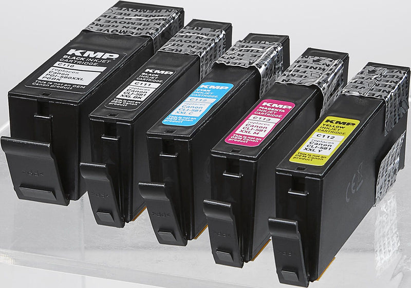 KMP Druckerpatronen C116V 2x schwarz, 1x cyan, 1x magenta, 1x gelb kompatibel zu Canon PGI-580XXL PGBK, CLI 581XXL BK/C/