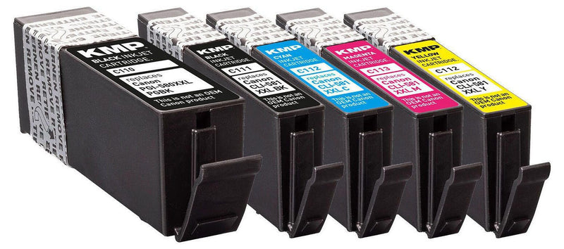 KMP Druckerpatronen C116V 2x schwarz, 1x cyan, 1x magenta, 1x gelb kompatibel zu Canon PGI-580XXL PGBK, CLI 581XXL BK/C/