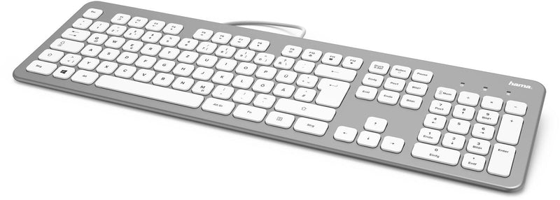 Hama Tastatur kabelgebunden KC-700 silber, weiß