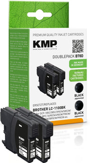KMP Druckerpatronen B78D schwarz kompatibel zu brother LC-1100BK, 2er-Set