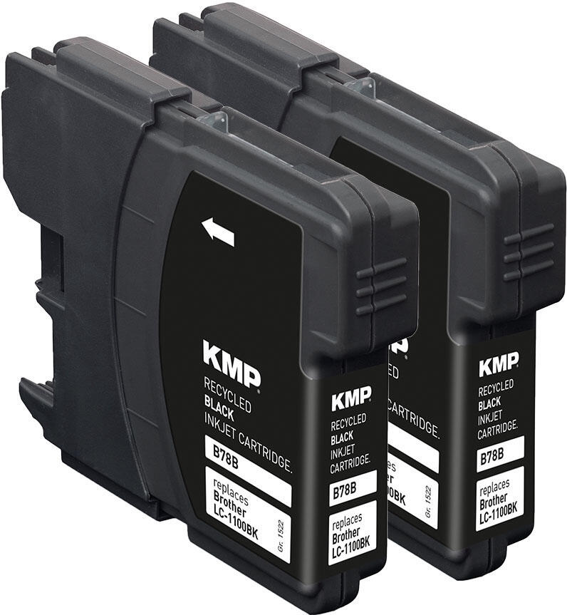 KMP Druckerpatronen B78D schwarz kompatibel zu brother LC-1100BK, 2er-Set