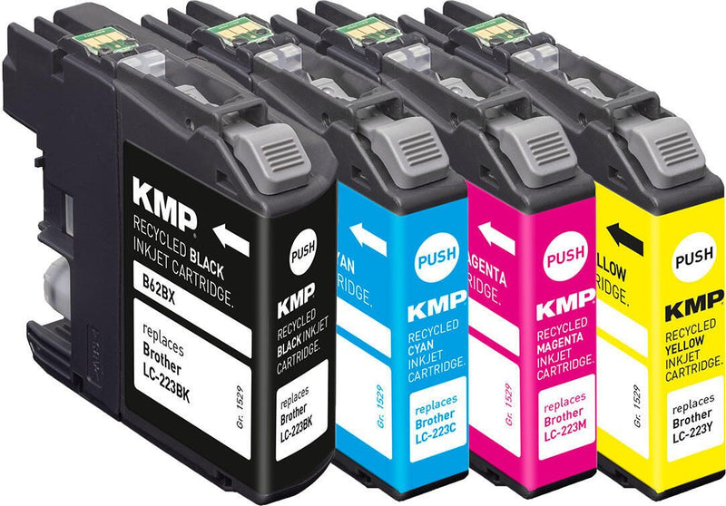 KMP Druckerpatronen B62VX schwarz, cyan, magenta, gelb kompatibel zu brother LC-223BK/C/M/Y, 4er-Set