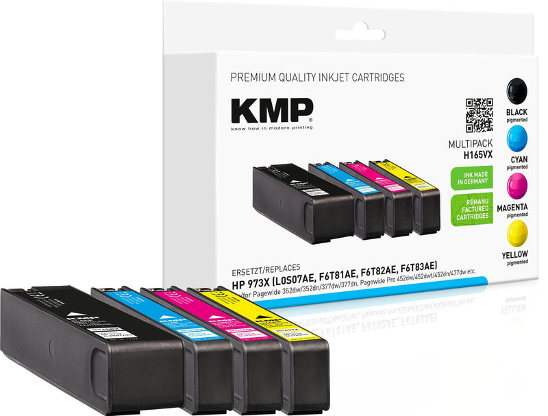 KMP Druckerpatronen H165VX schwarz, cyan, magenta, gelb kompatibel zu HP 973X (L0S07AE, F6T81AE, F6T82AE, F6T83AE), 4er-