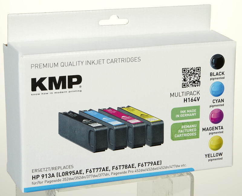 KMP Druckerpatronen H164V schwarz, cyan, magenta, gelb kompatibel zu HP 913A (L0R95AE, F6T77AE, F6T78AE, F6T79AE), 4er-S