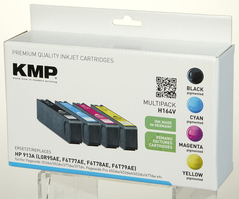 KMP Druckerpatronen H164V schwarz, cyan, magenta, gelb kompatibel zu HP 913A (L0R95AE, F6T77AE, F6T78AE, F6T79AE), 4er-S