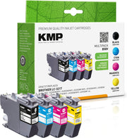 KMP Druckerpatronen B58V schwarz, cyan, magenta, gelb kompatibel zu brother LC-3217VALDR, 4er-Set