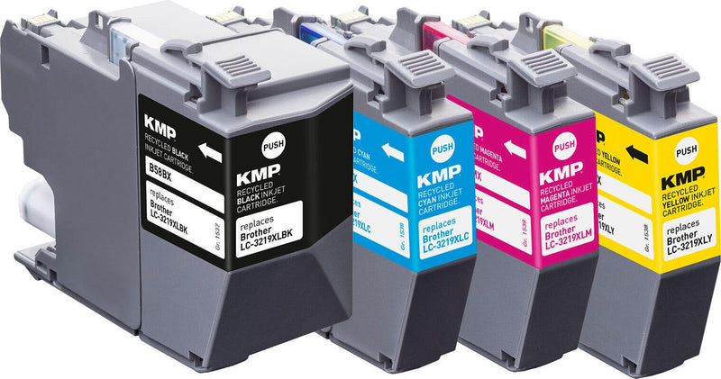 KMP Druckerpatronen B58VX schwarz, cyan, magenta, gelb kompatibel zu brother LC-3219VALDR, 4er-Set