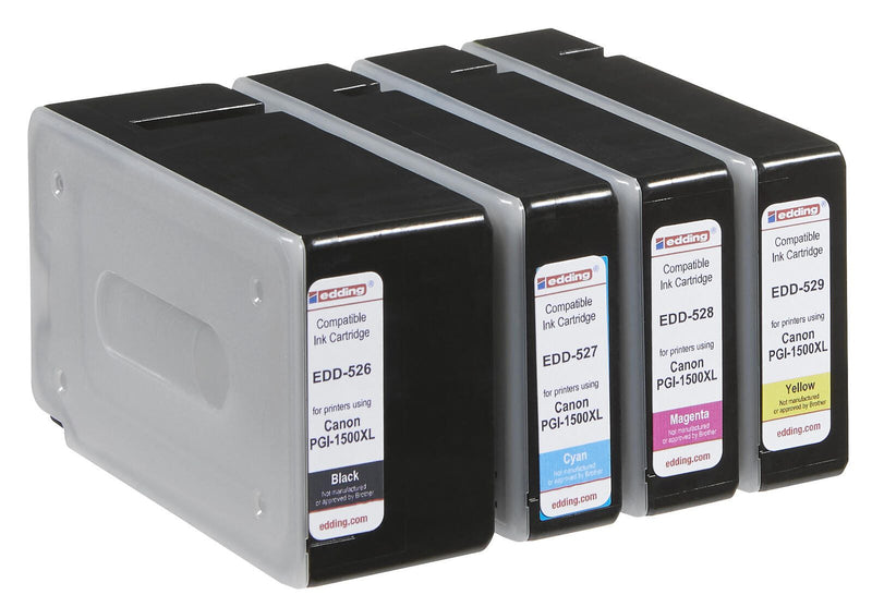 edding Druckerpatronen EDD-530 schwarz, cyan, magenta, gelb kompatibel zu Canon PGI-1500 XL BK/C/M/Y, 4er-Set