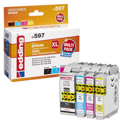 edding Druckerpatronen EDD-597 schwarz, cyan, magenta, gelb kompatibel zu EPSON 34XL / T3476XL, 4er-Set
