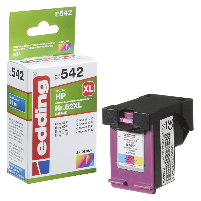 edding Druckerpatrone EDD-542 color kompatibel zu HP 62XL (C2P07AE)
