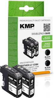 KMP Druckerpatronen B60D schwarz kompatibel zu brother LC-123BK, 2er-Set