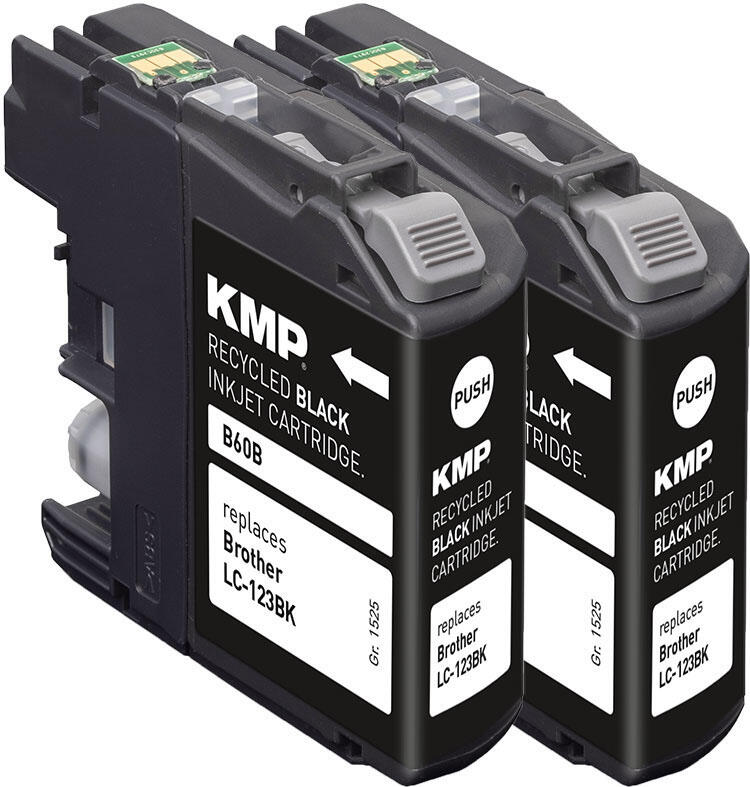 KMP Druckerpatronen B60D schwarz kompatibel zu brother LC-123BK, 2er-Set