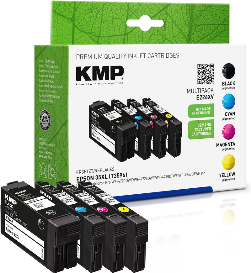 KMP Druckerpatronen E226XV schwarz, cyan, magenta, gelb kompatibel zu EPSON 35XL / T3596XL, 4er-Set