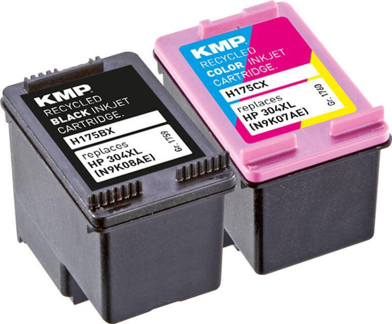 KMP Druckerpatronen H175VX schwarz pigmentiert, color kompatibel zu HP 304XL (N9K08AE/N9K07AE), 2er-Set