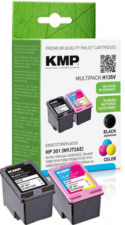 KMP Druckerpatronen H135V schwarz, color kompatibel zu HP 301 (N9J72AE), 2er-Set