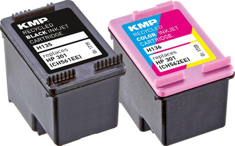 KMP Druckerpatronen H135V schwarz, color kompatibel zu HP 301 (N9J72AE), 2er-Set