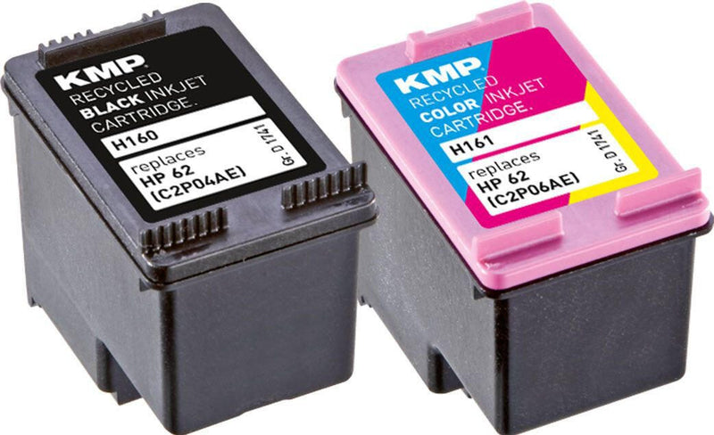 KMP Druckerpatronen H160V schwarz, color kompatibel zu HP 62 (N9J71AE), 2er-Set